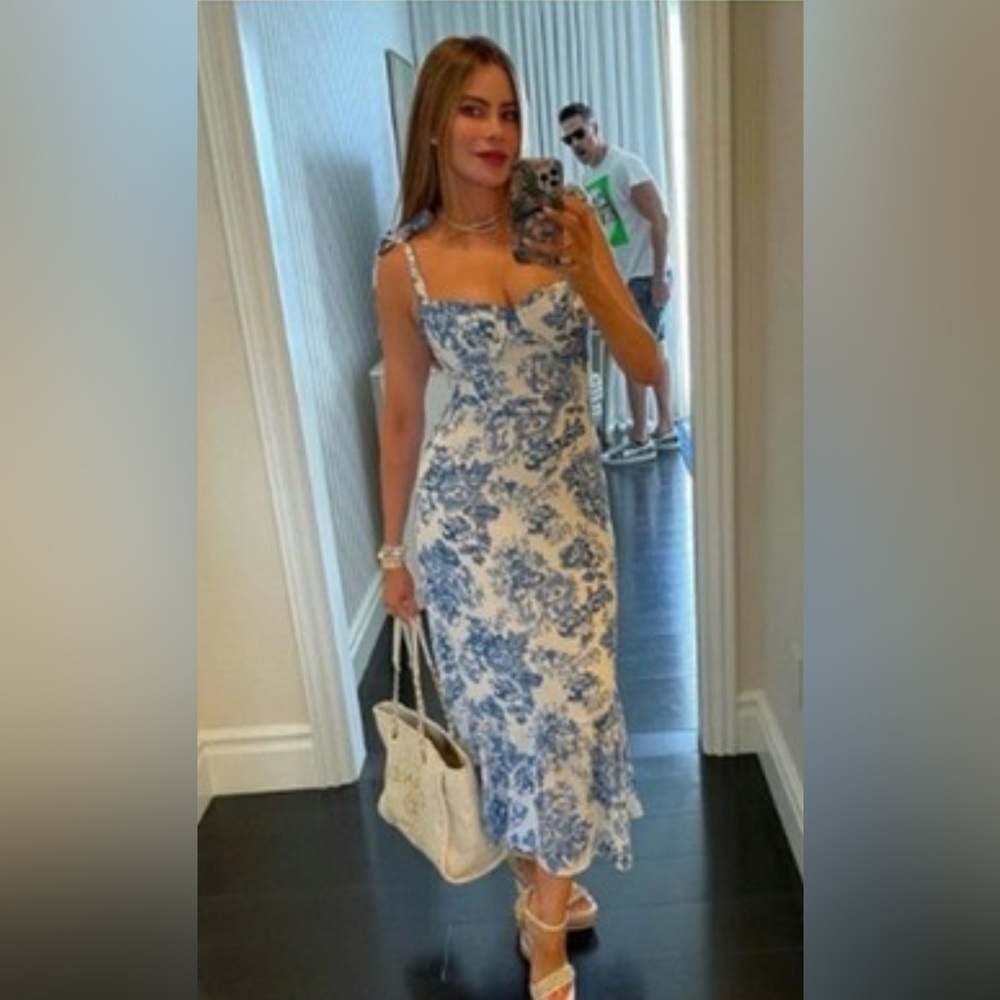 Reformation Nikita Blue and White Floral Midi Dress NWT size 0 - Picture 7 of 12